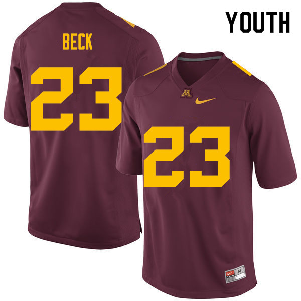 Youth #23 Adam Beck Minnesota Golden Gophers College Football Jerseys Sale-Maroon